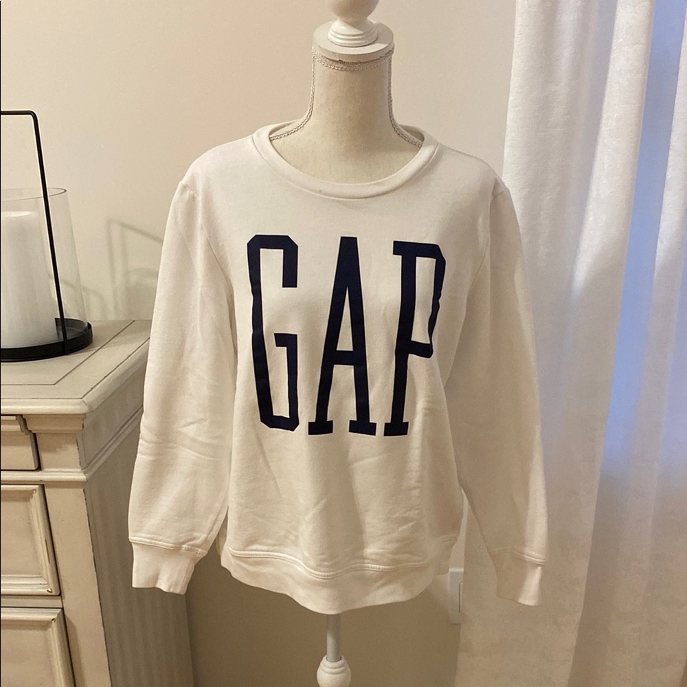 GAP White Sweatshirt with Navy Logo